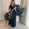 Black flower kimono